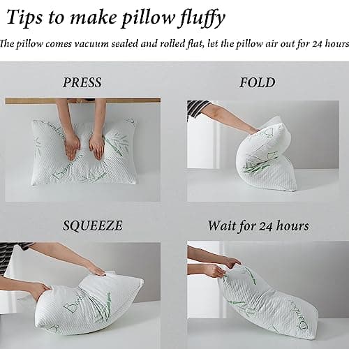 HOXXME King Size Memory Foam Pillows Set of 2, Bed Pillow for Sleeping, Firm Pillow Gel for Neck Support, Hotel Quality Bed Rest Pillow with Cooling Zippered Breathable Cover King 2 Pack 5