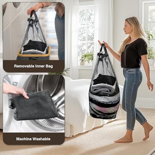 100L Laundry Hamper with Lid, Large Laundry Basket with Bamboo Handles, Clothes Hampers for Laundry with Removable Bag, Dirty Clothes Hampers for Bedroom Aesthetic, Dark Grey 5