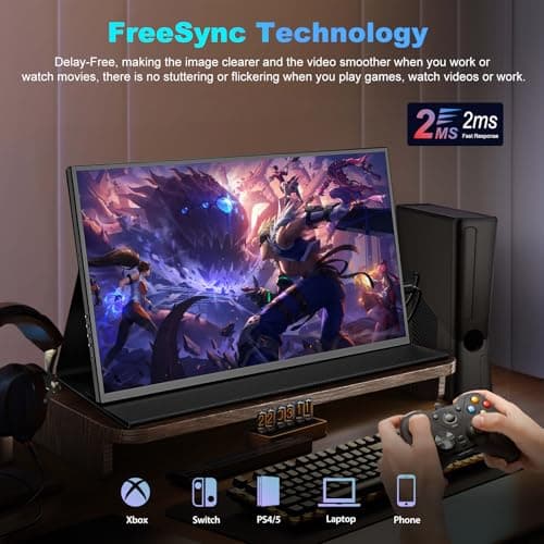 COOLHOOD 15.6" Portable Monitor,FHD IPS 1080P Laptop Monitor USB C HDMI Gaming Ultra-Slim Screen w/Invisible Stand & Speaker,Plug&Play,External Monitors for Laptop 6