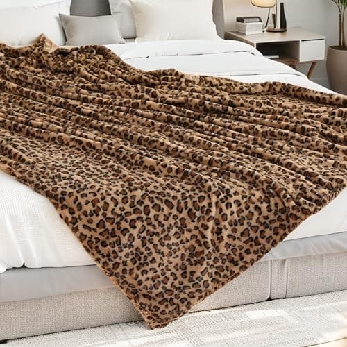 Eydna Electric Heated Blanket Twin Size 62"x84", Fast Heating, Soft Plush Microplush for Bed & Sofa, 1-10Hs Auto Off & 6 Heating Levels, Machine Washable, Gifts for Family-Brown Leopard Print 7