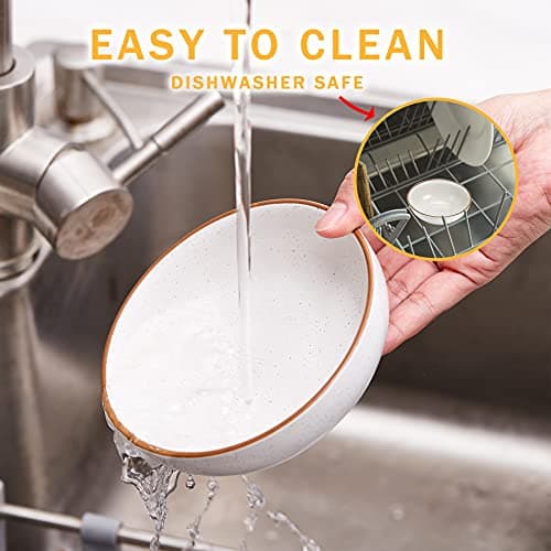 Ceramic Cat Bowls, Howise Pet Bowl Cat Dishes for Food and Water, 5.3 in Cat Food Dish 3 Pack Cat Food Bowls Set Small Dog Dish, Matte White Finish 6