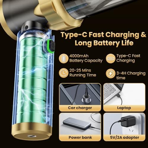 TLoerctPow Car Vacuum Portable Cordless - Handheld Vacuum Cleaner with 16000PA Strong Suction 5