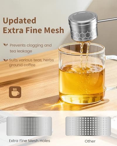 HOUSE AGAIN Tea Infuser for Loose Tea, 2-in-1 Tea Scoop Infuser Extra Fine Mesh Tea Strainers for Loose Tea, 304 Stainless Steel Loose Leaf Steeper, Ball Filter with Handle for Spices, L 5