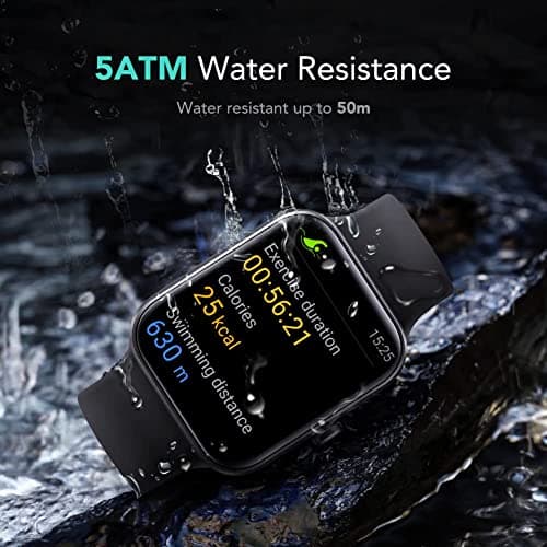 SKG Smart Watch, Fitness Tracker with 5ATM Swimming Waterproof, Health Monitor for Heart Rate, Blood Oxygen, Sleep, 1.7'' Touch Screen Bluetooth Smartwatch Fitness Watch for Android-iPhone iOS, V7 5