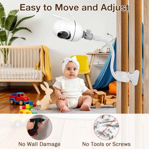 Baby Monitor Mount, Flexible Gooseneck Clip Clamp Stand Holder Compatible with HelloBaby, VTech, TP-Link, Kasa Smart, GoodBaby, Tapo, Eufy Security, Babysense, Vtimes, Kidsneed 5