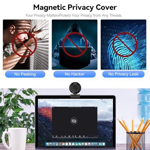 Galyimage 2K Webcam for pc with AI,Web Camera/8X Digital Zoom Computer Camera with USB 3.0/HDR/Dual Noise-Cancelling Mics，Zoom/Teams/Skype/Facetime/Meeting 8