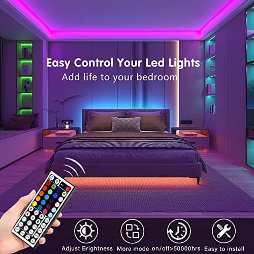 Keepsmile 100ft Led Strip Lights (2 Rolls of 50ft) Bluetooth Smart App Control Music Sync Color Changing RGB Led Light Strip with Remote,Led Lights for Bedroom Room Home Decor Party Festival 5