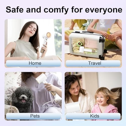 Hair Dryer, XSOOH 160000 RPM Small High-Speed Brushless Motor Travel Portable Blow Dryer for Curly Straightener Hair, Professional Quiet Negative Ionic Hair Dryer Nozzle 7