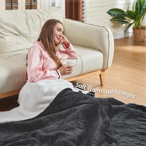 Heated Blanket Electric Blanket Full Size 84"x72" Fast Heating Electric Blanket with 12 Hours Auto-Off and 6 Heating Settings Overheat Protection Cozy Soft Flannel Heated Throw Blanket ETL-Certified 5