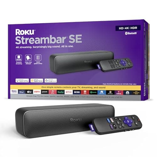 Roku Streambar SE | 2-in-1 TV Soundbar with Built-in 4K/HD/HDR Streaming, Premium Speakers, & Enhanced Speech Clarity for Crisp, Clear Dialogue - Quick Guided Simple Setup (Renewed)