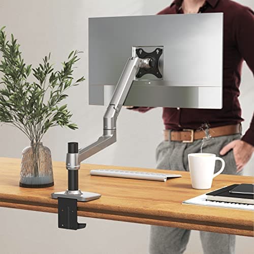 Ergounion Single Monitor Arm Desk Mount, Holds Screens up to 40 Inches and 25 lbs, Fully Adjustable Vesa Monitor Mount with C-Clamp and Grommet Base, Aluminum, Silver 7