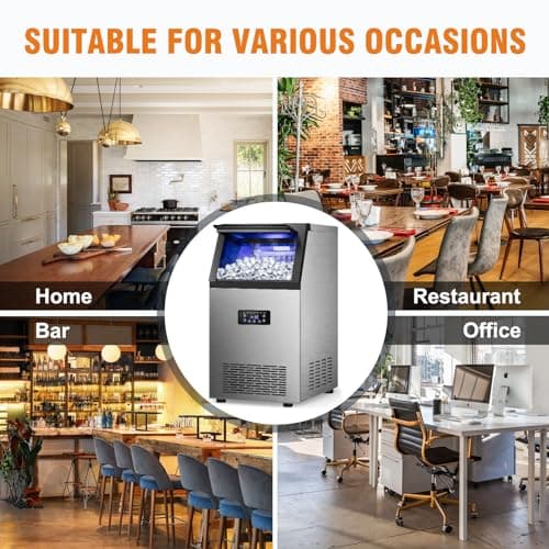 RAPSUAR Commercial Ice Maker Machine, 120Lbs/24H with 30Lbs Storage Bin, 40Pcs Ice Cubes 6Mins, 2-Way Add Water Under Counter Freestanding Ice Maker Commercial for Home Bar Office 7
