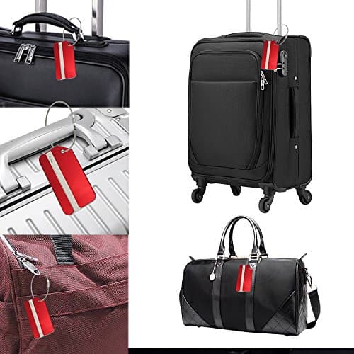 Aluminum Luggage Tags, Luggage Tag Holders for Travel Luggage Baggage Identifier by Ovener (5Pack Red) 6