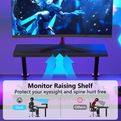 Mr IRONSTONE L Shaped Gaming Desk Corner Computer Desk, Home Office Desks Writing Workstation with Large Monitor Stand, Easy to Assemble (Black,51 Inch) 6