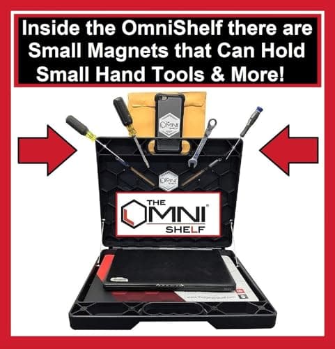 The OmniShelf Portable Workstation, Magnetic Toolbox, Laptop Stand w/ 50 lb Capacity, Hands Free Workstation, Attach to HVAC, Trucks, Walls, Poles etc. (Model # OSO1 - Magnets) 5