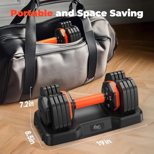 Adjustable Dumbbells Set 55LB, Adjustable Weights 15/25/35/45/55lbs, Dumbbell Pair 10LBS Dumbbell Anti-Slip Handle for Exercise Fitness Workout Set of 2 7