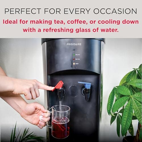 Frigidaire Water Cooler Dispenser, Top Load Water Cooler for Home, Garage, Dorm, RV & Cottage, Hot & Cold Water Dispenser for 3 and 5 Gallon Bottles, Stainless Steel 8