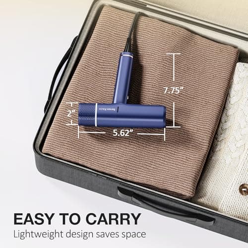 Ionic Hair Dryer with Diffuser and Concentrator, Professional Lightweight Quiet Blow Dryer, Powerful 1600 Watt Motor for Fast Drying and Straight & Wavy Hair, 3 Temps/2 Speeds, 6.56 Ft Cord, Blue 8