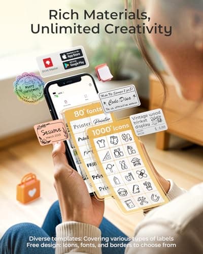 Memoqueen M110 Label Maker - M110 Barcode Label Printer Portable Bluetooth Maker Machine with Tape for Name Labels, Small Business, Address, Logo, Clothing Price Tag, Mailing, with 40x30mm Label 8