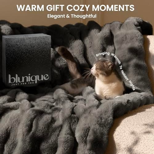 Electric Heated Blanket for Girls & Women, Soft & Luxurious, Faux Rabbit Fur Heating Throw Blankets, 6 Heat Settings, Overheat Protection, Quick Heating, Memory Function, Gift-Ready Design, 50"x60" 7
