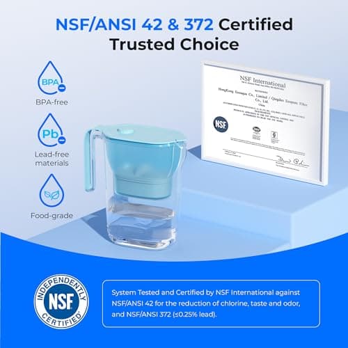 Waterdrop Water Filter Pitcher, 200-Gallon Long-Life, Countertop NSF Certified Water Purifier, Replaces 6,400 Plastic Water Bottles a Year, Reduces Chlorine, PFOA/PFOS, 7-Cup, Blue 5