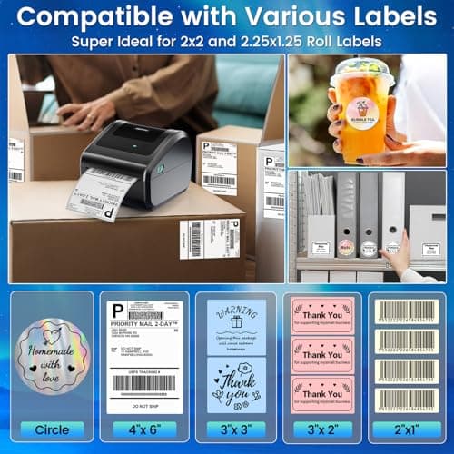Omezizy Bluetooth Shipping Label Printer 4x6, D450BT Thermal Label Printer for Shipping Packages, Thermal Printers for Small Business, Compatible with Android, iPhone, Windows, macOS, Tiktok, UPS 8