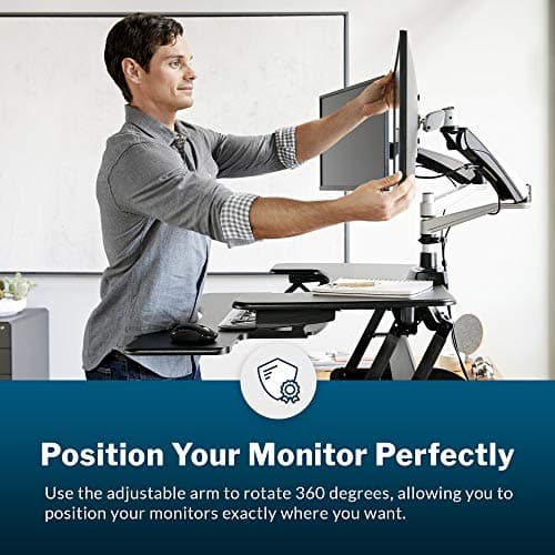 Vari Dual Monitor Arm - VESA Monitor Mount w/ 360 Degree Adjustment - Monitors up to 27 inches, 19.8 lbs - Double Monitor Arms with Full Adjustability - Computer Monitor Stand for Home or Office 6