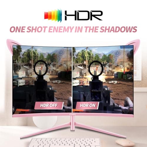 CUNPU Pink Computer Monitor, 27 inch 1440p 165Hz (Supports 144Hz) Kawaii Gaming Monitor, VA Panel 1500R Curved PC Monitor, Free-Sync, Built-in Speaker, Tilt Adjustment, DP/HDMI/USB 5
