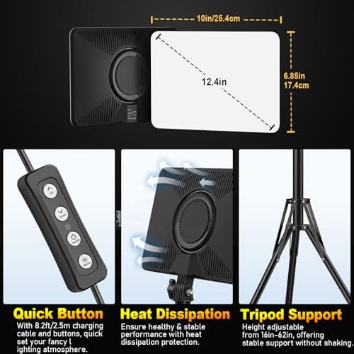 30W Upgraded Photography Lighting Kit, Anautin 1-Pack LED Video Lighting for Video Recording, 3700Lux Studio Lights with Tripod Stand for Photography, Streaming, Gaming, Podcast, Filming, Vlogging 5