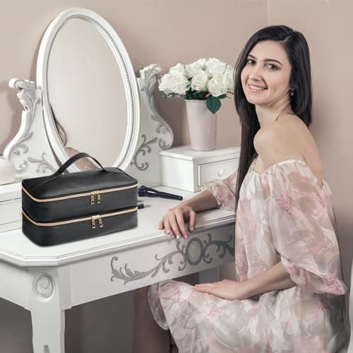 Sambois Travel Carrying Case for Shark Flex Style, Double Layer Storage Case for Shark SpeedStyle Hair Dryer Attachments, Waterproof PU Leather Organizer Bag for Shark Flexstyle Airwrap Styler (Black) 8