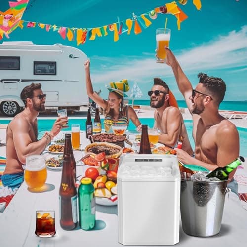 Sweetcrispy Countertop Ice Maker, Portable Ice Machine Self-Cleaning, 9 Cubes in 6 Mins, 26 lbs/24Hrs, 2 Sizes of Bullet Ice for Home Party Office 8