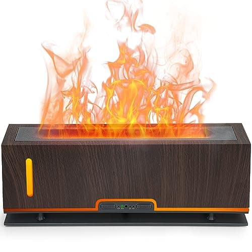 Diffuserlove Flame Diffuser Essential Oil Diffusers 200ml Aroma Diffusers for Bedroom Essential Oils Cool Flame Oil Diffuser Dark Brown (Size:9.8" L x 2.67" W x 3.5" H)