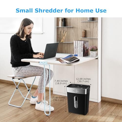 BONSEN Shredder for Home Office, 4 Gallons 8-Sheet Cross Cut Credit Card Shredder, Small Paper Shredder for Home Use, High Security Level P-4, ETL Certification (S3101) 8