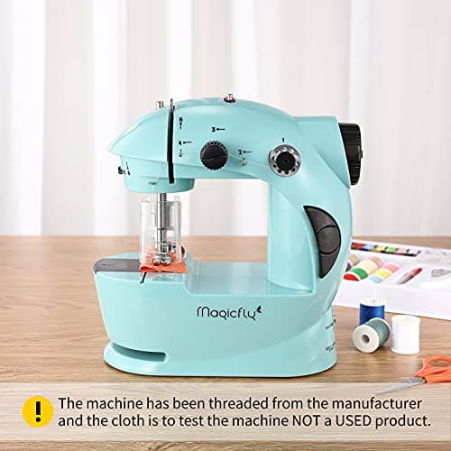 Magicfly Mini Sewing Machine with Extension Table, Dual Speed Portable Sewing Machine for Beginners with Light, Sewing Kit for Household Use, Blue 6