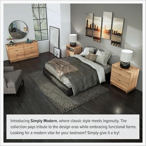 Prepac Simply Modern 6-Drawer Double Dresser for Bedroom, Chest of Drawers, Modern Bedroom Furniture, 52.5” Wide x 16” deep x 29.5” Tall, Oak 7