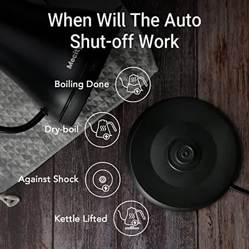 Mecity Electric Kettle Gooseneck Water Kettle Stainless Steel Tea Kettle Water Boiler Fast Heating, Auto Shut Off, 27 fl oz, 1000W, Matte Black 6