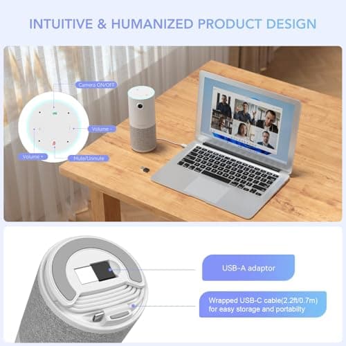 NUROUM C10(2nd Gen) 1080P Conference Webcam with Microphone Speaker, Portable All in One Computer Camera for Video Conference, AI Noise Cancellation & AGC, USB Plug&Play for PC/Desktop Zoom/Teams 5