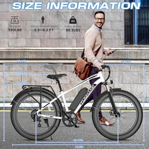 Funhang Electric Bike for Adults, 1000W Peak Ebike, 25MPH 60Miles Electric Mountain Bike, 26" Fat Tire Electric Bicycle with 48V 13AH Battery, Rear Rack, Turn Signal, Lockable Suspension Fork,7 Speed 7
