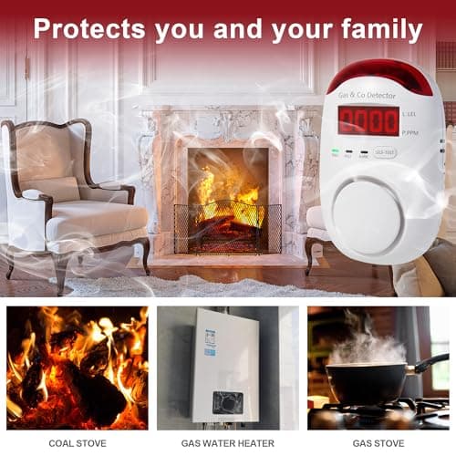 2 Packs Gas & Carbon Monoxide Detectors - Plug in Carbon Monoxide Detector & Propane, Natural Gas Detector, CO Monitor Alarm & Explosive Gas Detector Alarm for Home,RV 7
