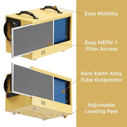ALORAIR 120 PPD Commercial Dehumidifier, with Drain Hose for Crawl Spaces, Basements, Industry Water Damage Unit, cETL Listed, Compact, Auto Defrost Crawlspaces Dehumidifiers, Gold 5
