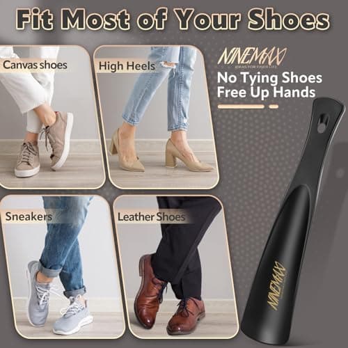 NINEMAX Plastic Shoe Horn 7.5Inch, Travel Shoe Horns Small Short Portable with Hook for Men Women Seniors Kids (Pack of 1) 6