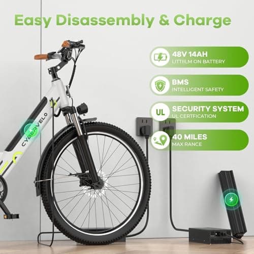 Aoango 1000 Peak Electric Bike for Adults,up 80 Miles Removable Battery Ebike, 26" Electric E Bike with 7-Speed,Adult Electric Bicycles for Commute Beach Snow White Womens All Terrain 6