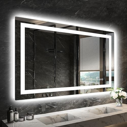 Twalsu 40x24 LED Mirror for Bathroom with Dimmable Bathroom Vanity Mirrors with Lights, Front and Backlit Anti-Fog Lighted Mirror, Tempered Glass Lights, 3 Colors Light Modes, Memory Function