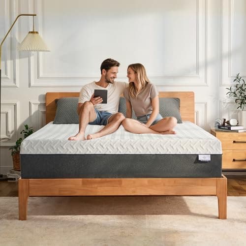 Gelsea Queen Memory Foam Mattress, 10 Inch Queen Size Mattress in a Box, Green Tea Gel Infused Foam for Pressure Relief and Cool Sleep, Foam Made in USA, CertiPUR-US Certified, Medium Firm