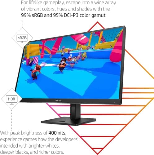 HP OMEN 27q 27 inch QHD Gaming Monitor 165Hz IPS 1ms AMD Freesync Premium Console Compatible DisplayPort Dual HDMI VESA Mountable for Laptop Computer PS5 Xbox Desk Setup, Black (Renewed) 4