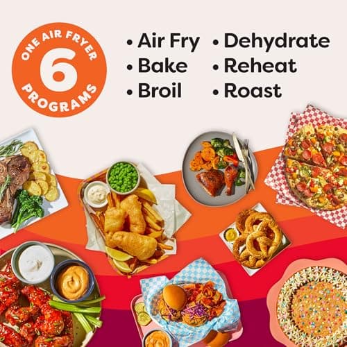 Instant Pot 4Qt Vortex 6-in-1 Mini Air Fryer, Custom Program Options, Air Fry, Broil, Roast, Dehydrate, Bake, Reheat, Black, 4 Quarts 5