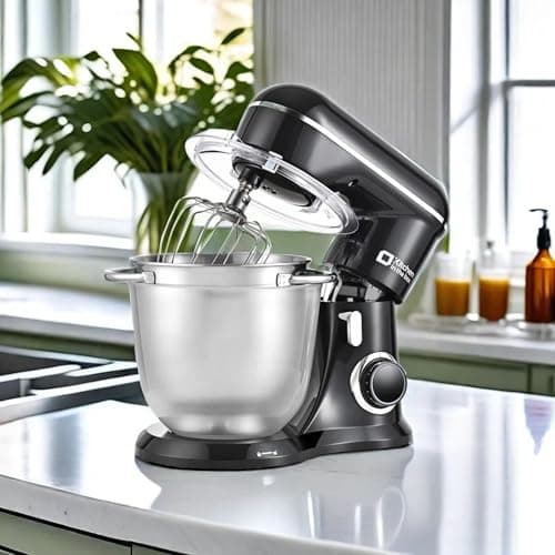 Kitchen in the box Stand Mixer, 5QT Two bowls Electric Food Mixer, 10 Speeds 3-IN-1 Kitchen Mixer for Daily Use with Egg Whisk,Dough Hook,Flat Beater (Black, 5QT) 7