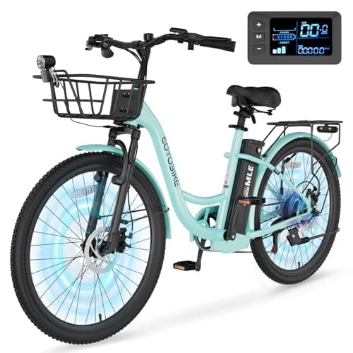 MOONCOOL Electric Bike for Adults, 700W Peak Power 7 Speed Step Through Electric Cruiser Bike, 40 Miles Electric Bicycle with 36V 10.4Ah Battery, Aluminum Frame City Commuter E Bikes for Women, Men