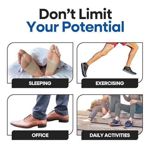 Arch Supports for Plantar Fasciitis Relief | Compression Sleeve Foot Brace For Heel Pain, Bone Spurs, Flat Feet, High Arches | Copper Infused Arch Support Bands for Women & Men Over Socks Fit Most 7