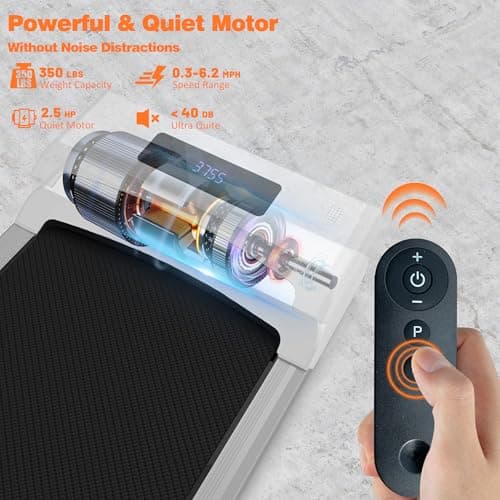 TRAILVIBER Walking Pad Treadmill with Incline, Under Desk Treadmill with Incline, Compact & Portable Treadmills for Home Small/Office, Amber 5